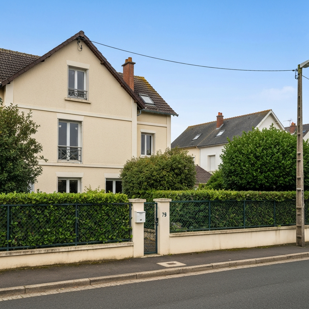 Vue extérieure d'une maison située rue Jean de la Fontaine à Saint-Germain-lès-Corbeil, utilisée pour une estimation immobilière.