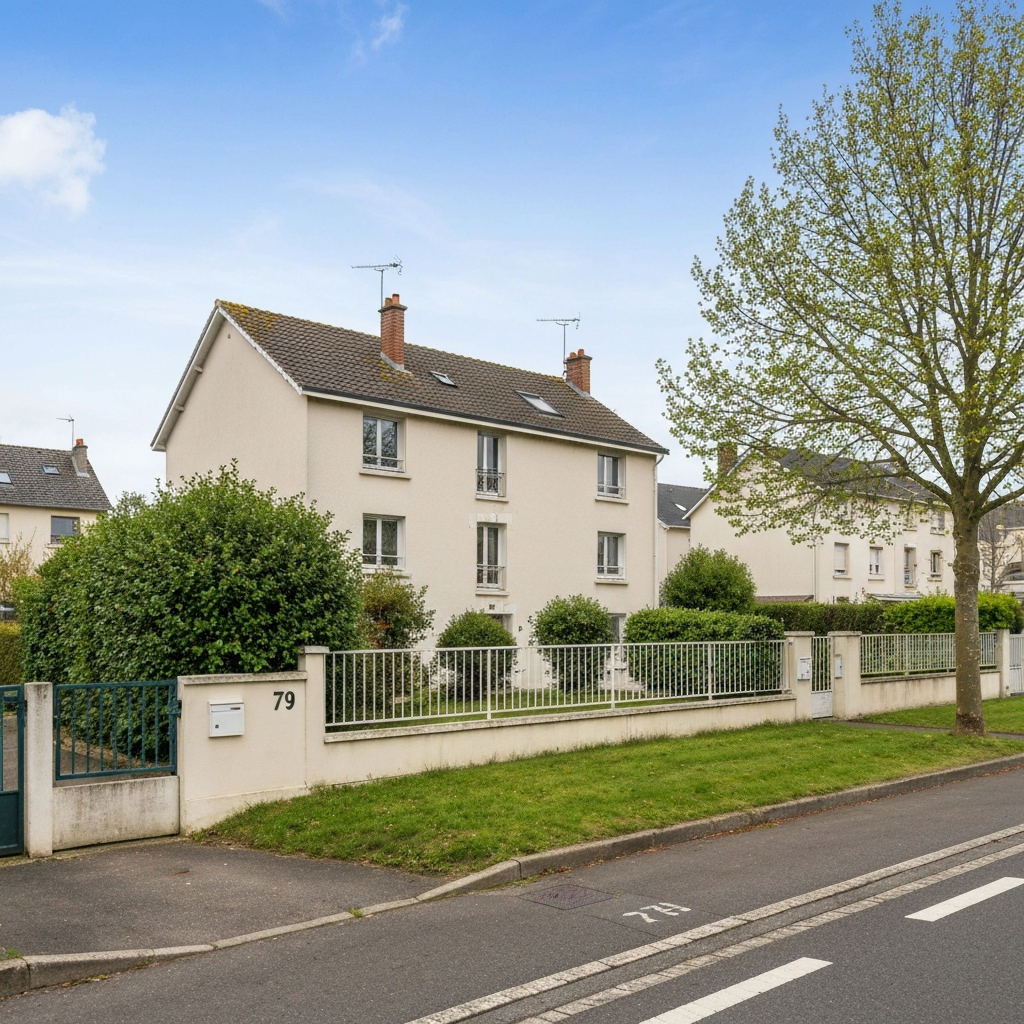 Vue de l'extérieur d'une maison située allée des Peupliers Bleus à Morsang-sur-Seine