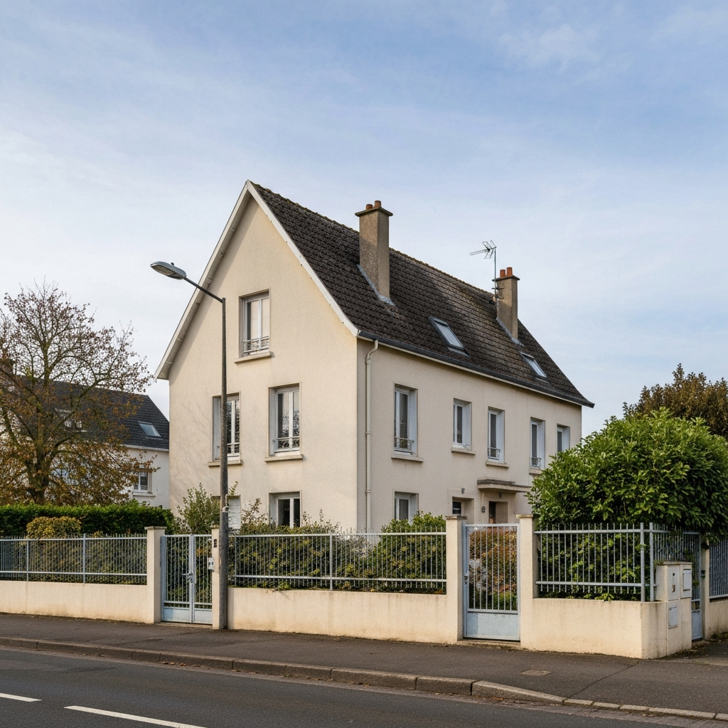 Vue extérieure d'une maison sur la route de Saint Germain à Morsang-sur-Seine