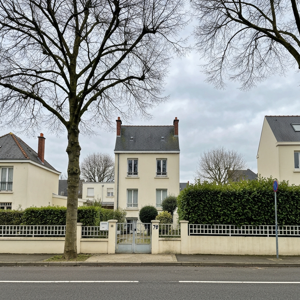 Vue extérieure d'une maison à Tigery sur la rue des Pays Bas pour estimation