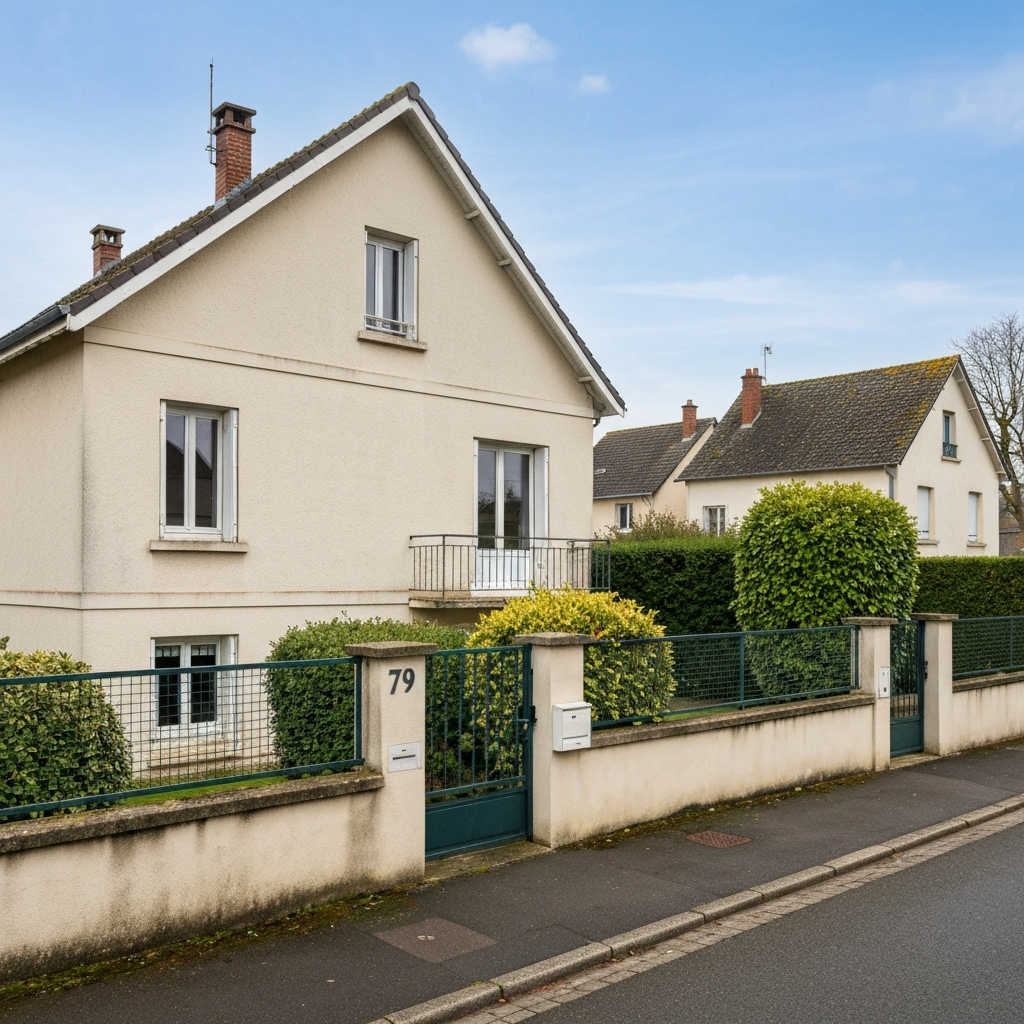 Vue de la maison située rue du Grand Mat à Tigery pour estimation