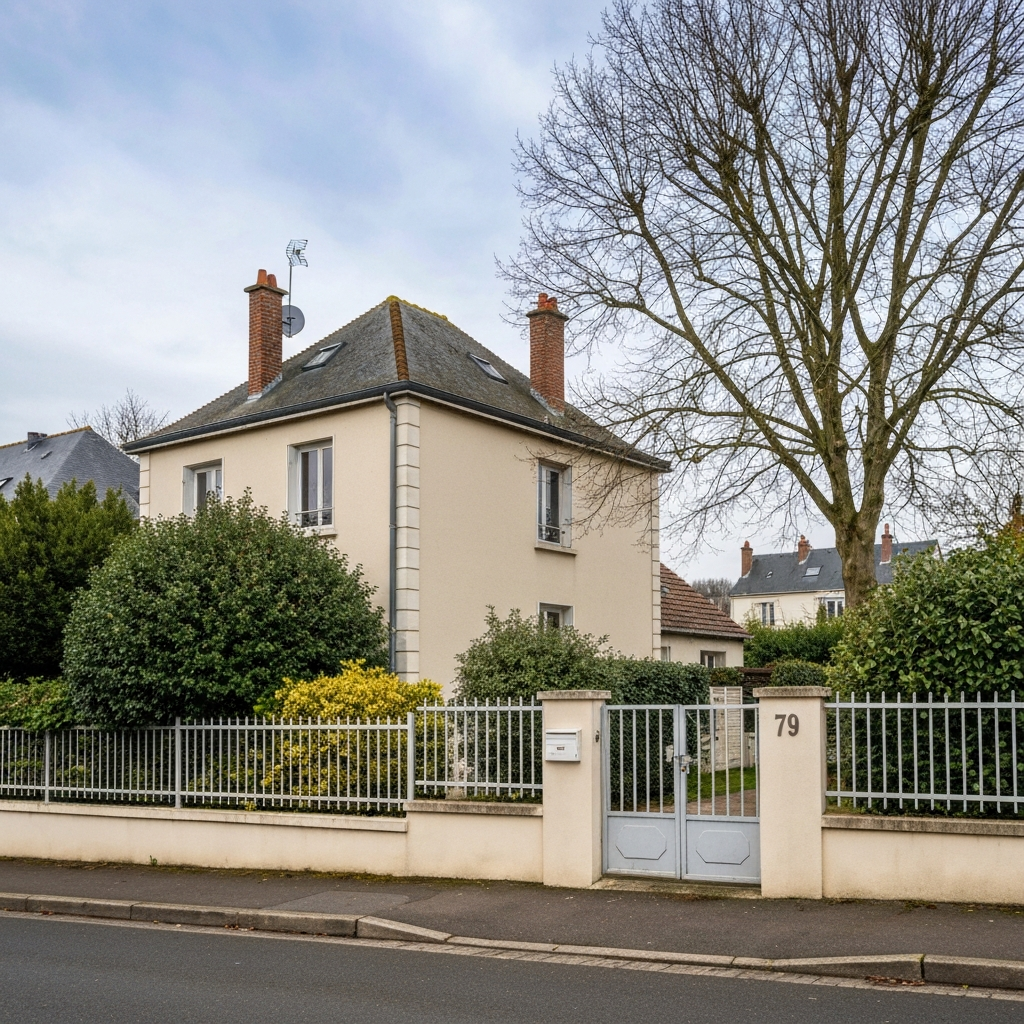 Vue de la maison pour estimation dans la rue Paul Éluard à Saint-Germain-lès-Corbeil